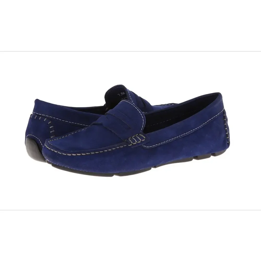 Massimo Matteo Penny Driver Loafer Womens 9 Blue Nubuck Leather Moccasin Slip On